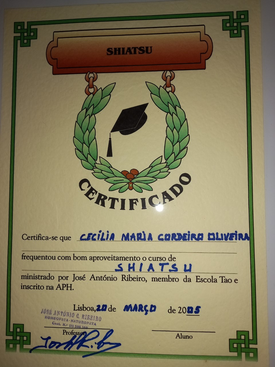 Certificado Shiatsu