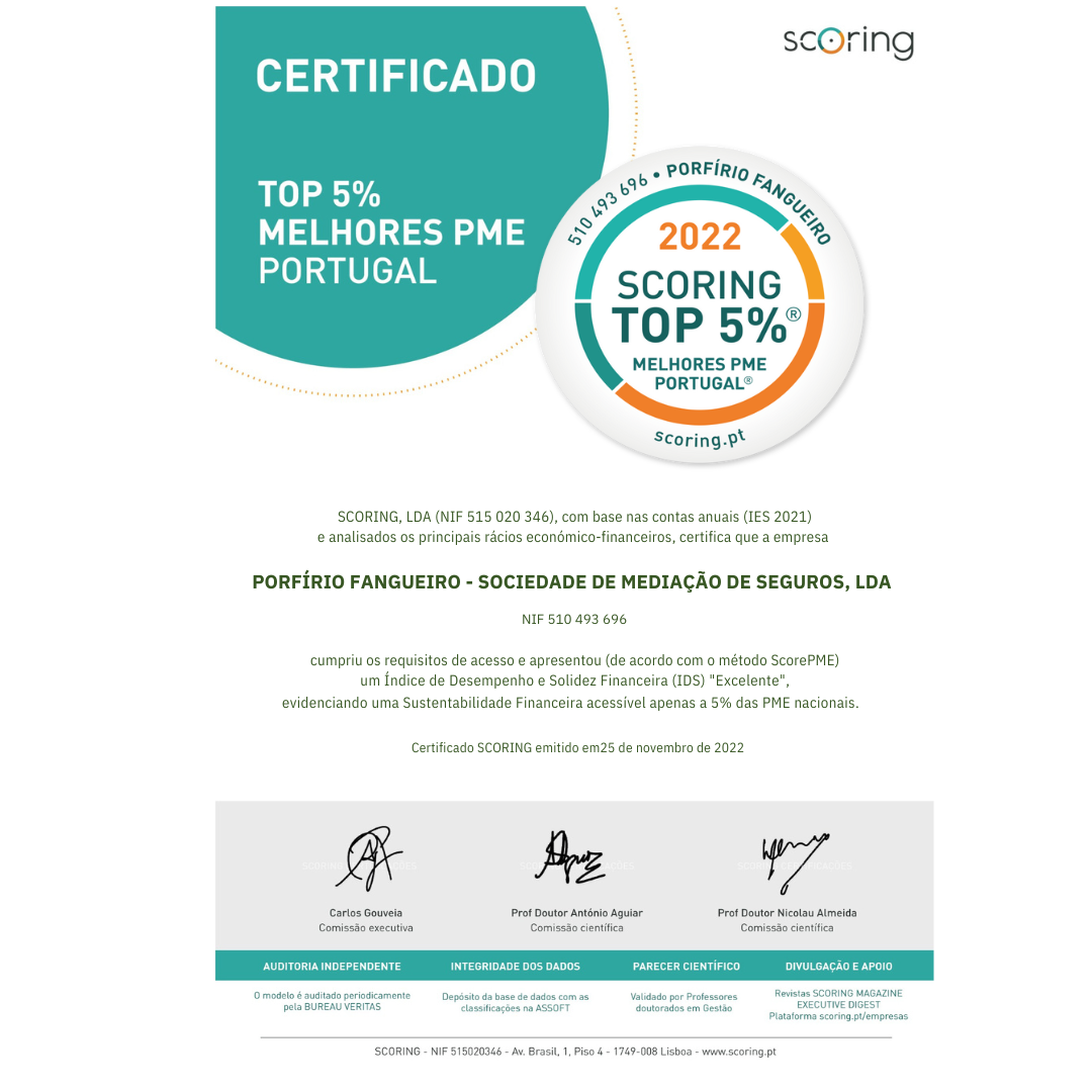 Certificado Top 5% - Melhores PME Portugal